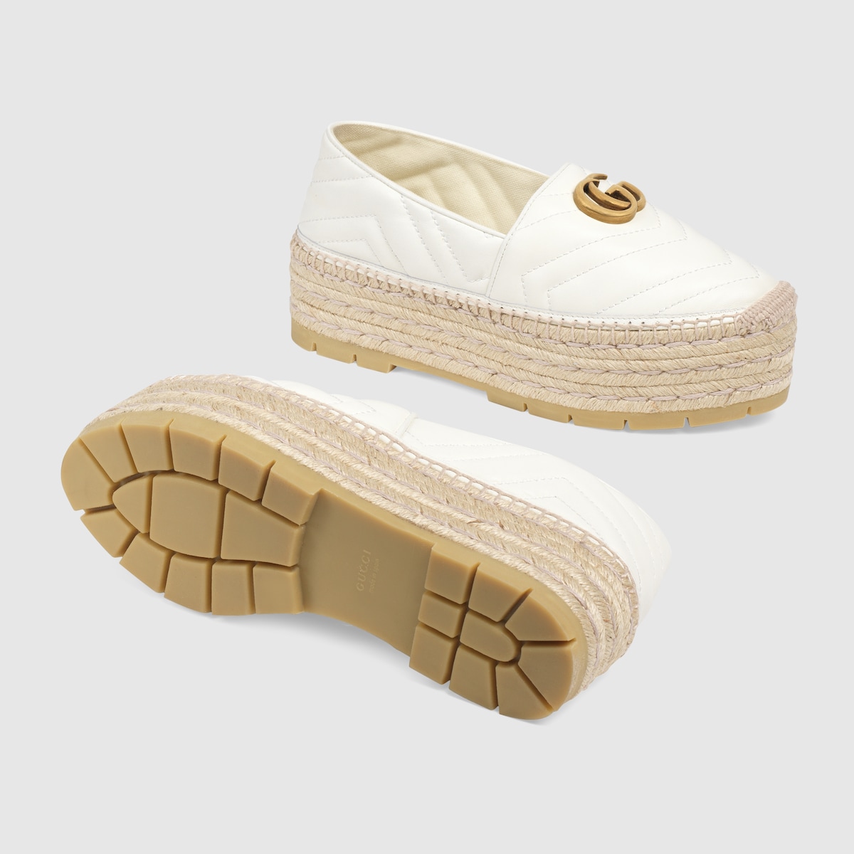 GUCCI DOUBLE GG 2024 LOGO LEATHER ESPADRILLE 37