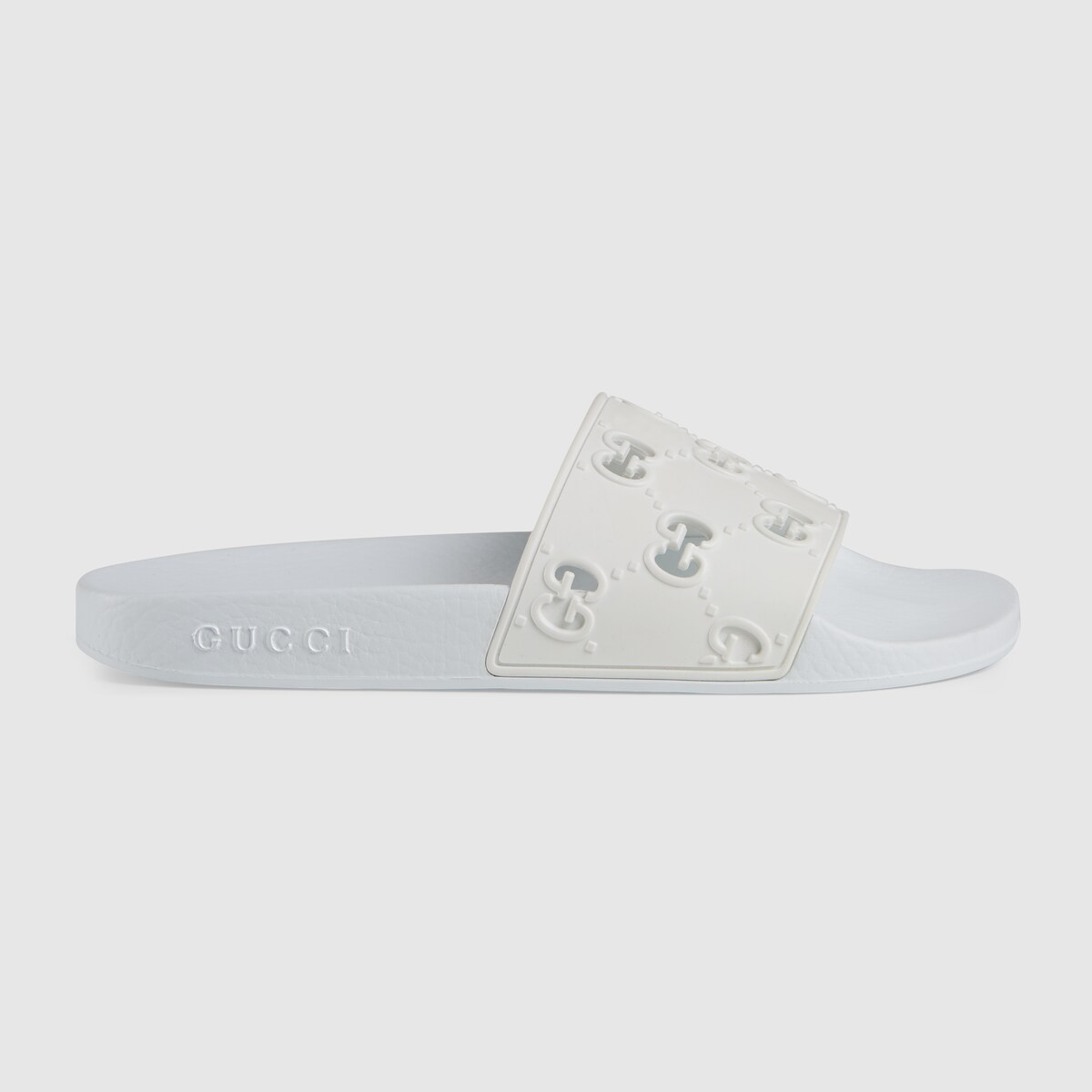 GG CHUNKY SLIDE SANDAL SILVER CALFSKIN
