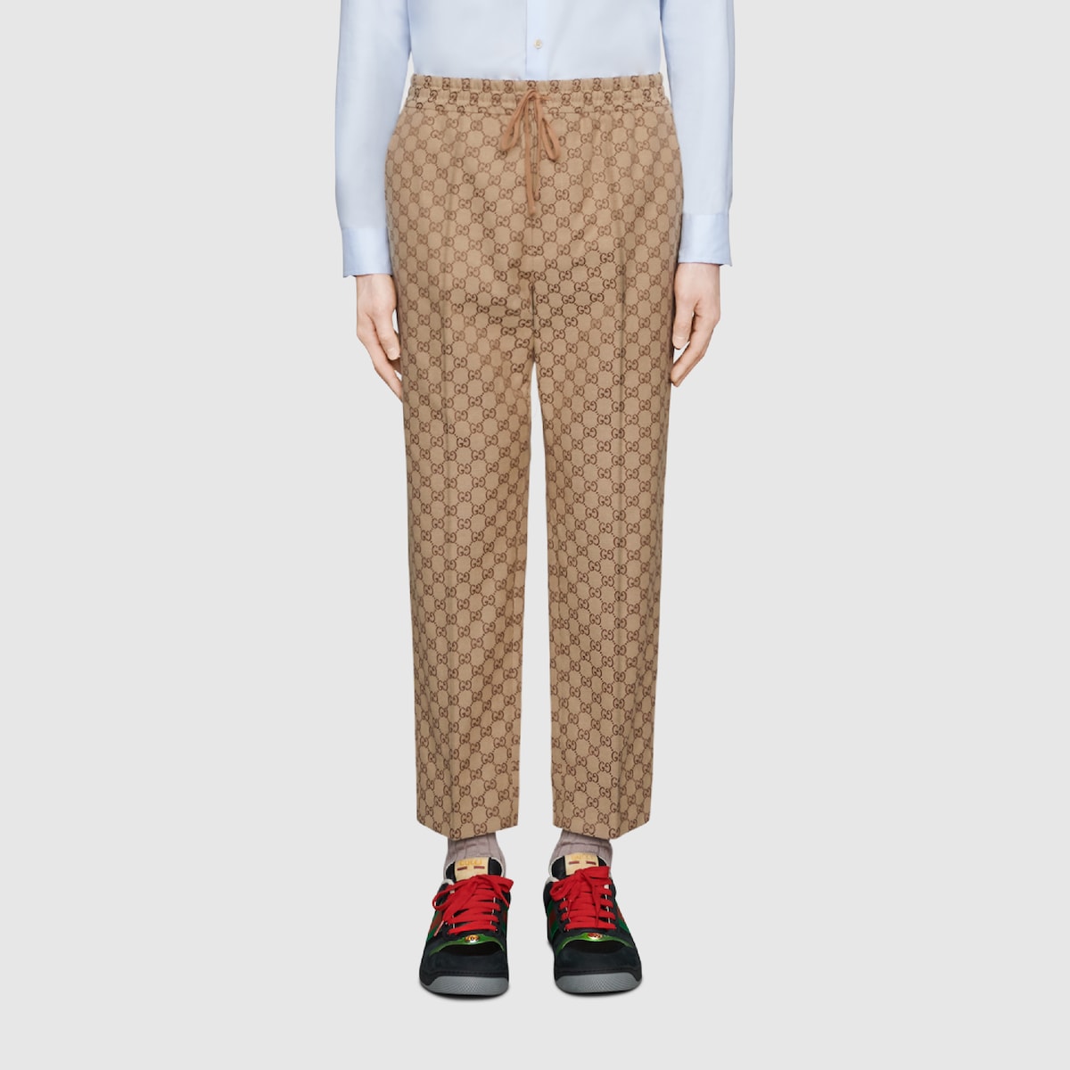 GG canvas track bottoms in camel/ebony GG canvas | GUCCI® US