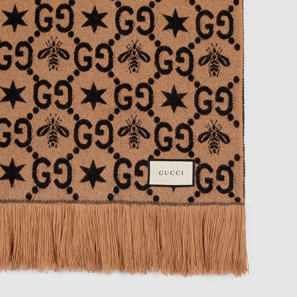 Beige Wool GG Pattern Throw Blanket GUCCI® US
