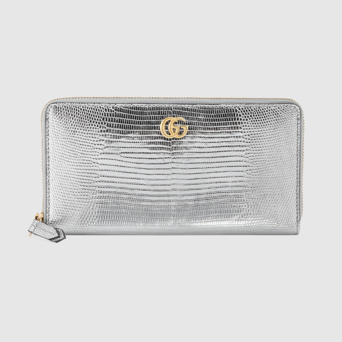 ✨極美品✨グッチ GGマーモント リザード ジップアラウンドウォレット 長財布 GGマーモント〕リザード ジップアラウンドウォレット ・シルバー