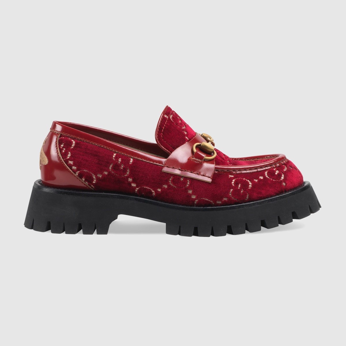 red velvet gucci loafers