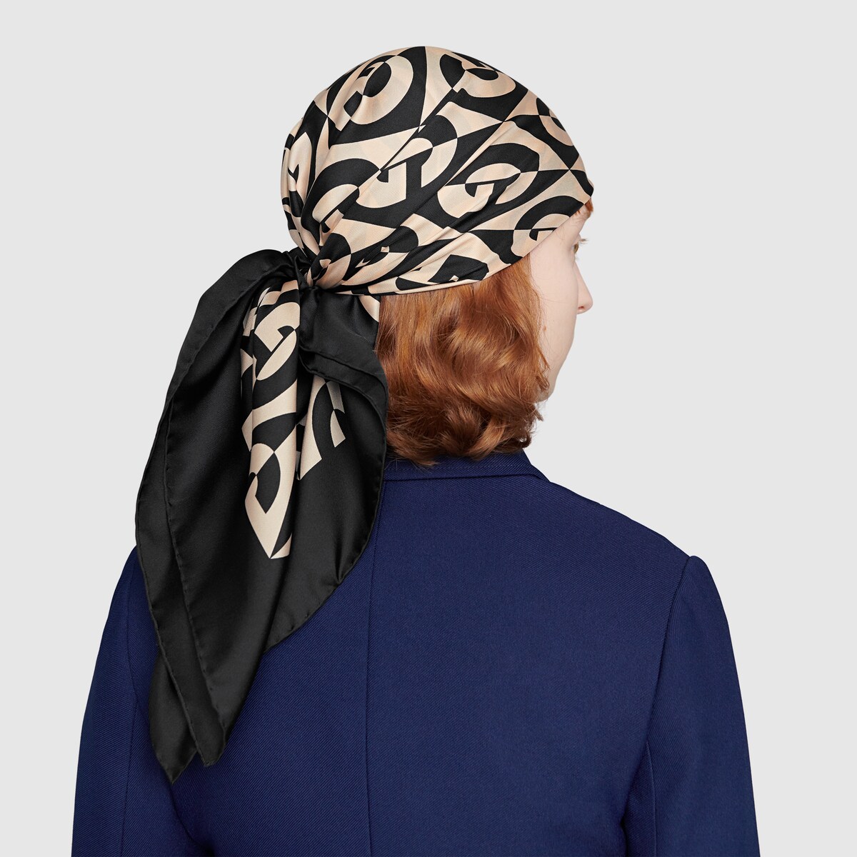 Black Silk Silk scarf with G rhombus print GUCCI® US