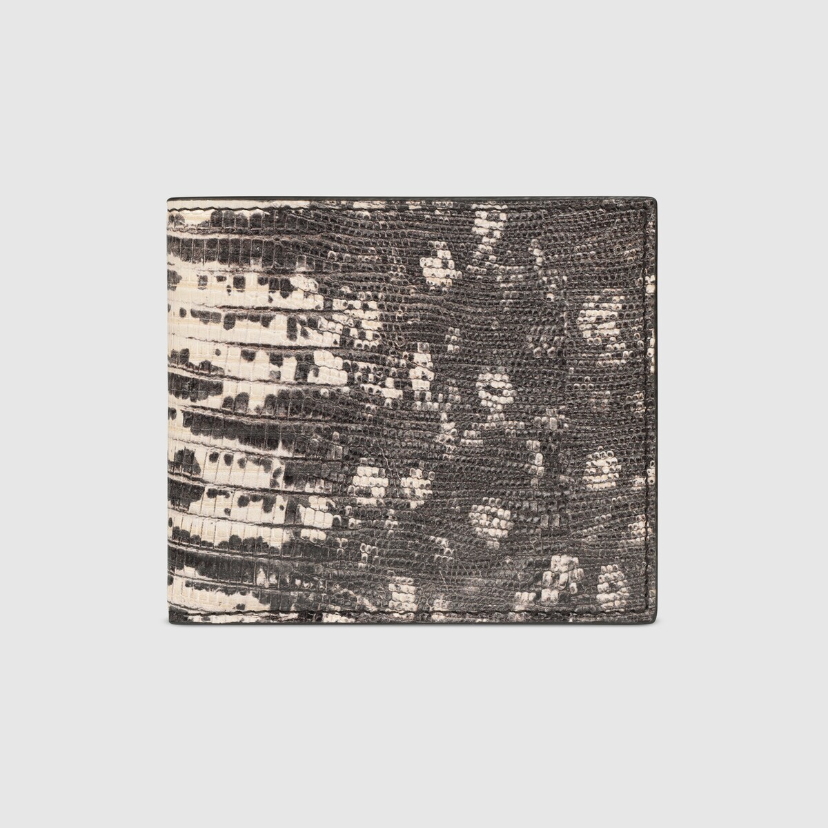 リザード プリント レザー コインウォレット ・オフホワイト/ブラウン