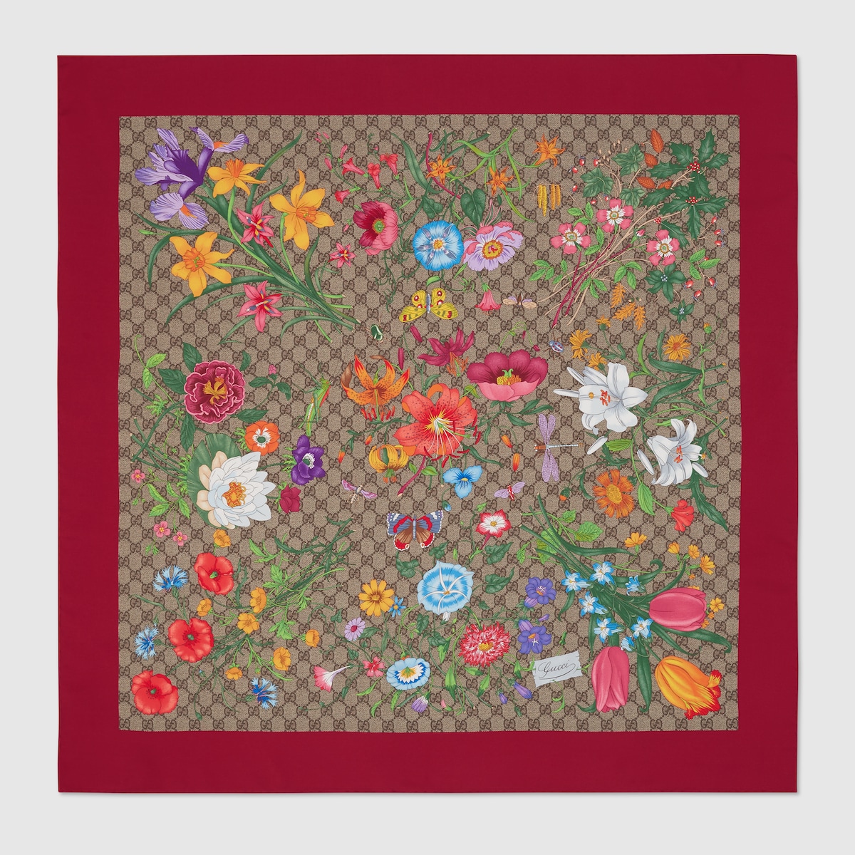 Gucci red silk shop scarf