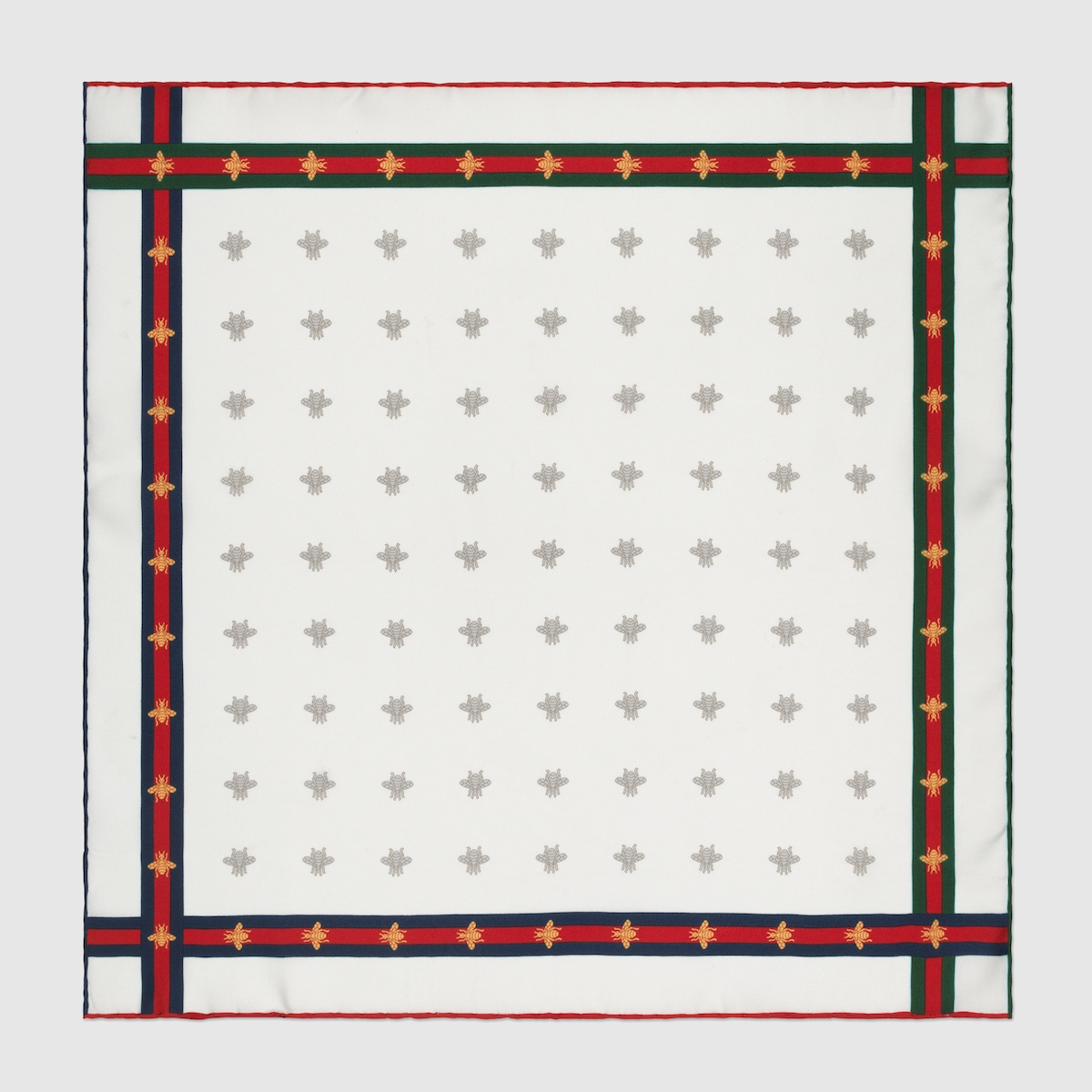 GUCCI　 パターン シルク ポケットスクエア White Silk Bee Pattern Pocket Square | GUCCI® US