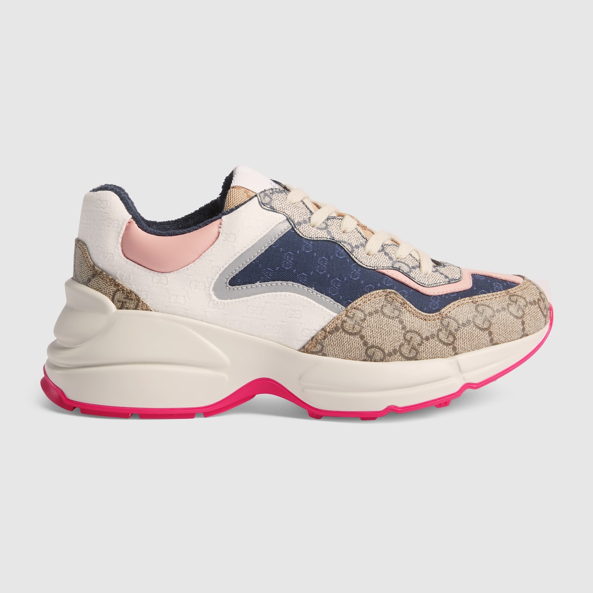 Rhyton gucci print leather on sale trainer