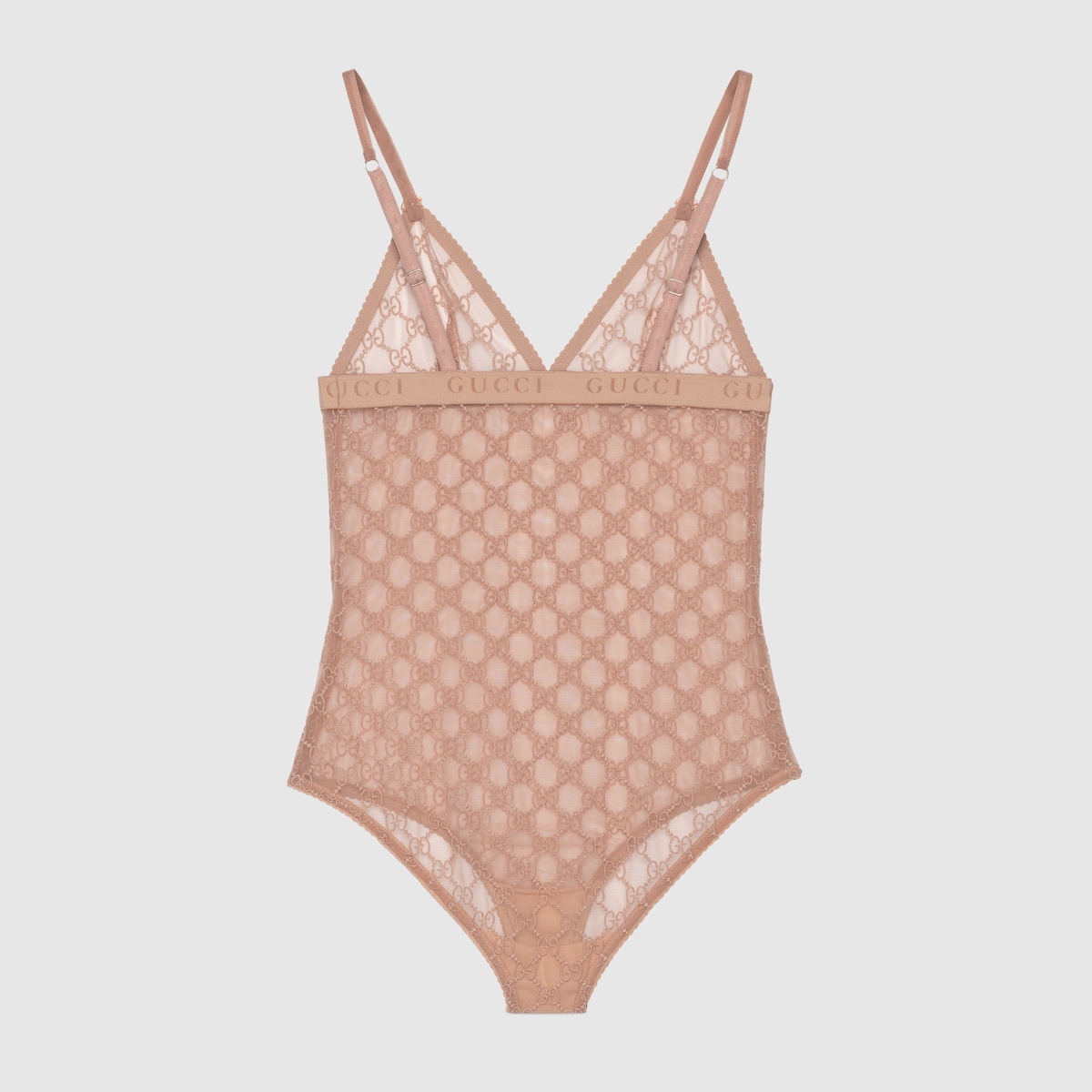 GG tulle bodysuit in pale pink GG tulle | GUCCI® US