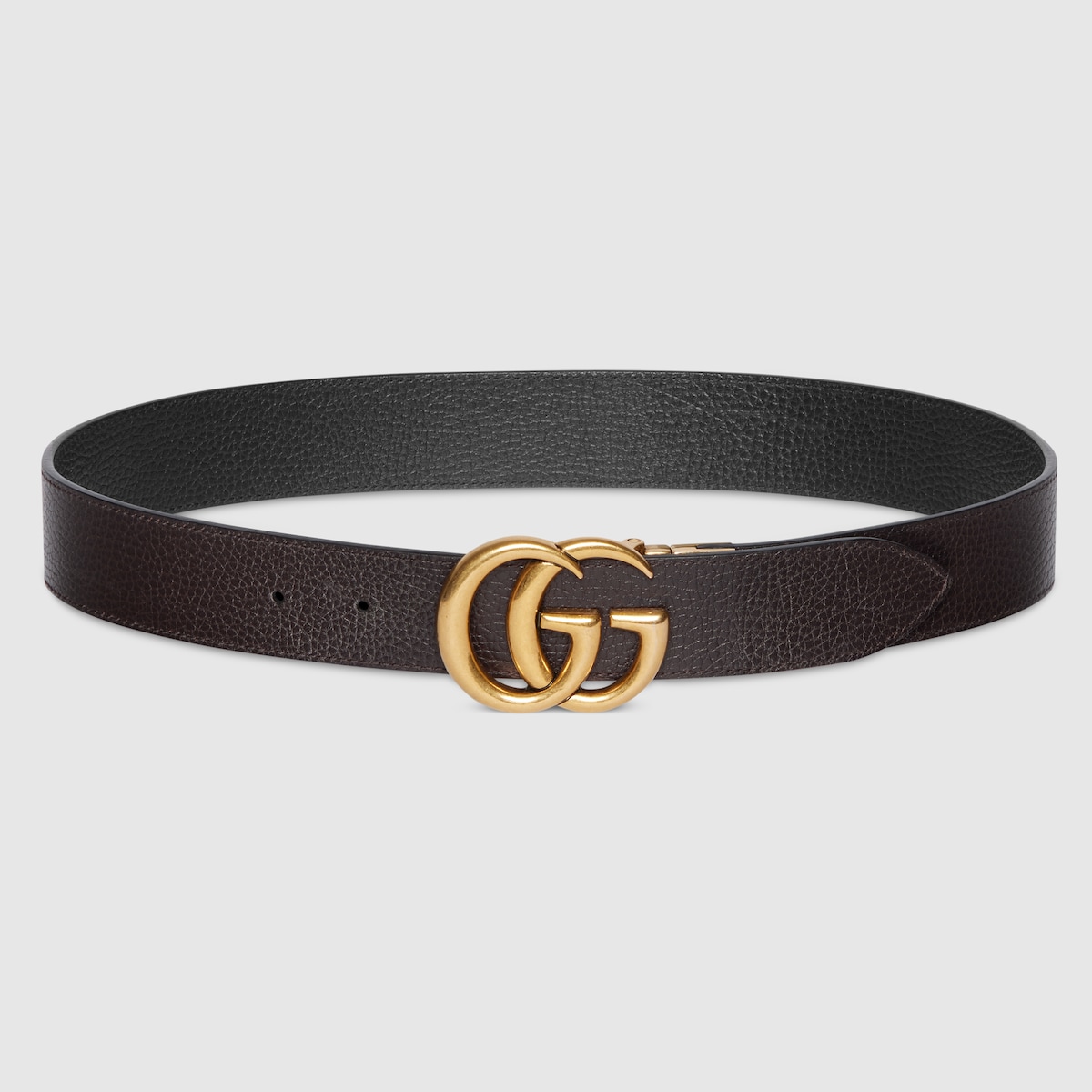 Reversible leather belt with Double G buckle in black/brown