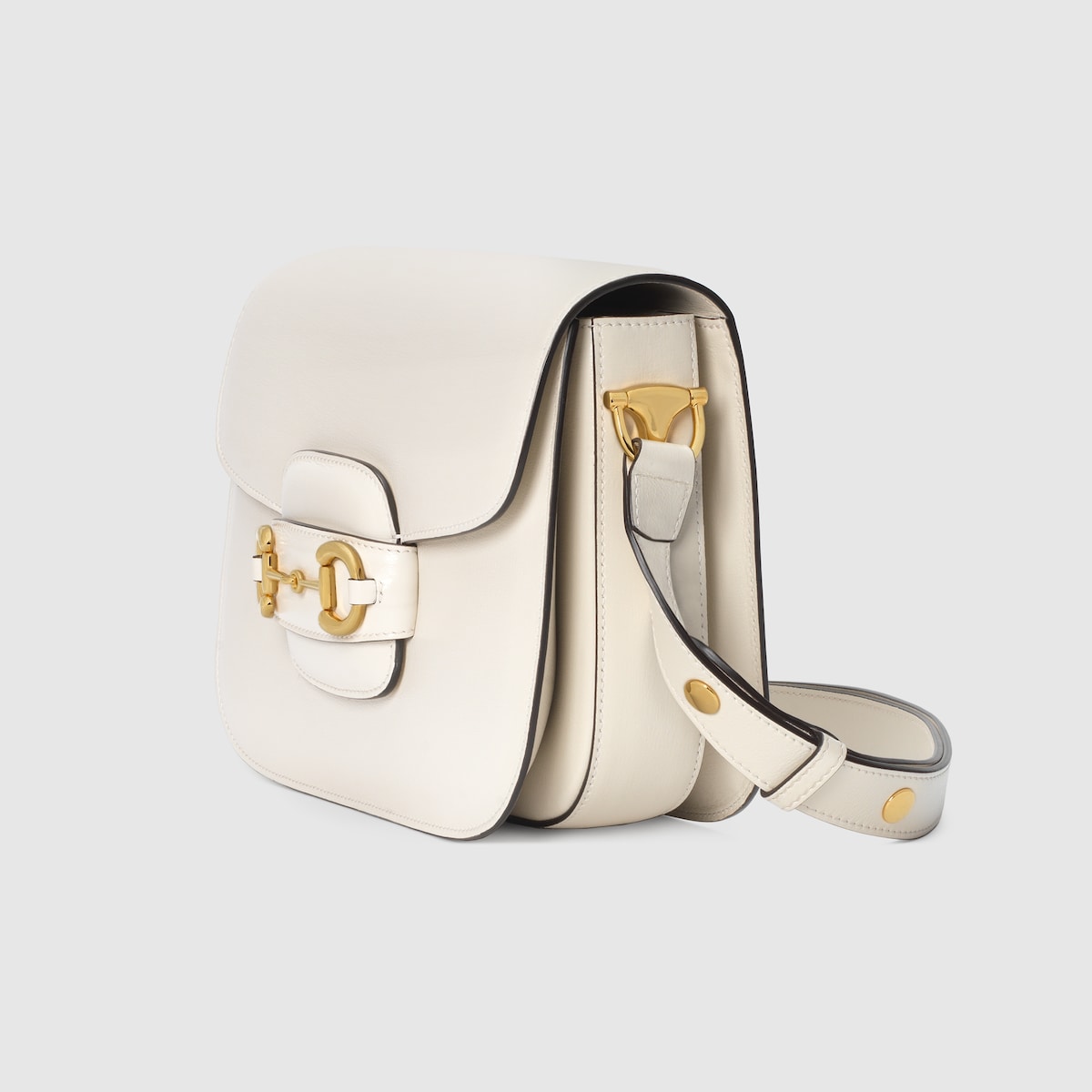 White Leather Gucci 1955 Horsebit Shoulder Bag GUCCI ZA