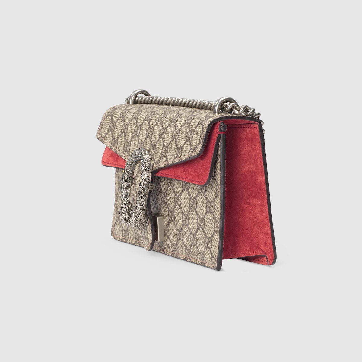 Dionysus small shoulder bag in GG Supreme and red suede GUCCI ZA