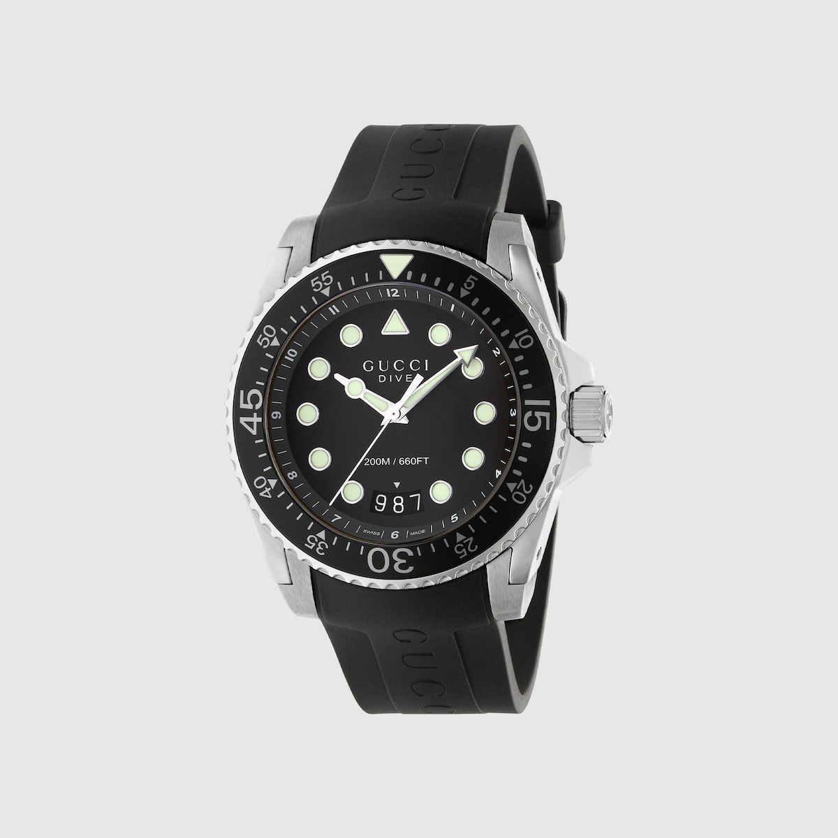 GUCCI Dive ブラック ラバーベルト 200M防水(45mm) グッチ 腕時計 メンズ 父の日 手表 腕時計ボックス 付き グッチ