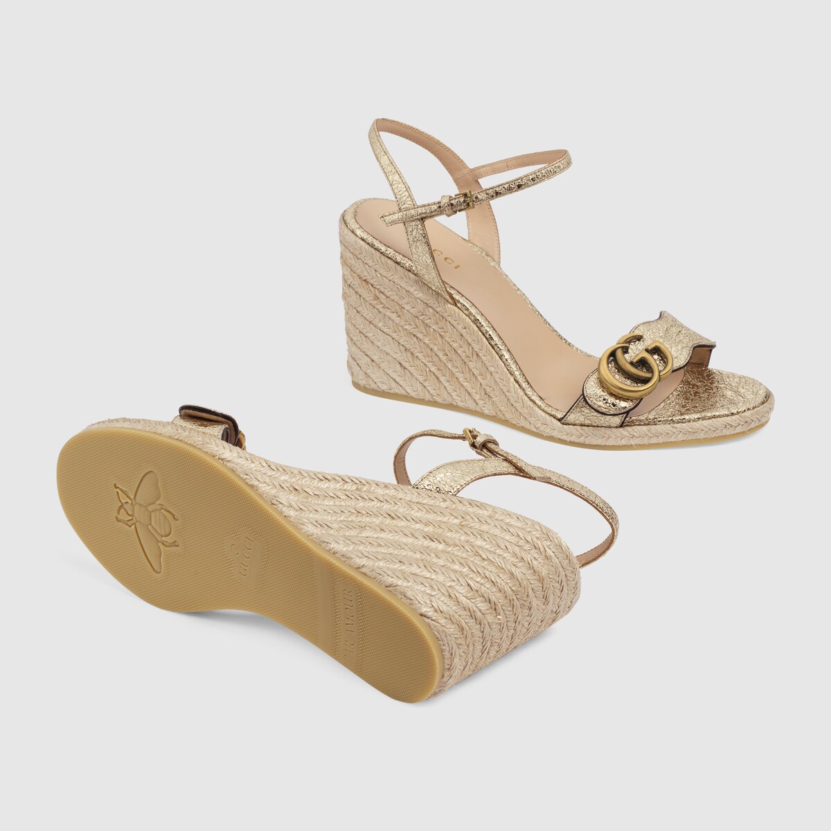 Gold Women's espadrille sandal with Double G GUCCI® AE