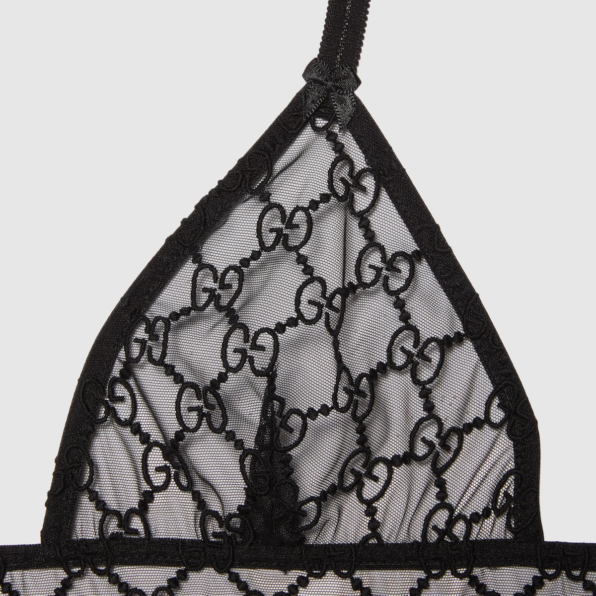 GG embroidered tulle lingerie set in black | GUCCI® SI