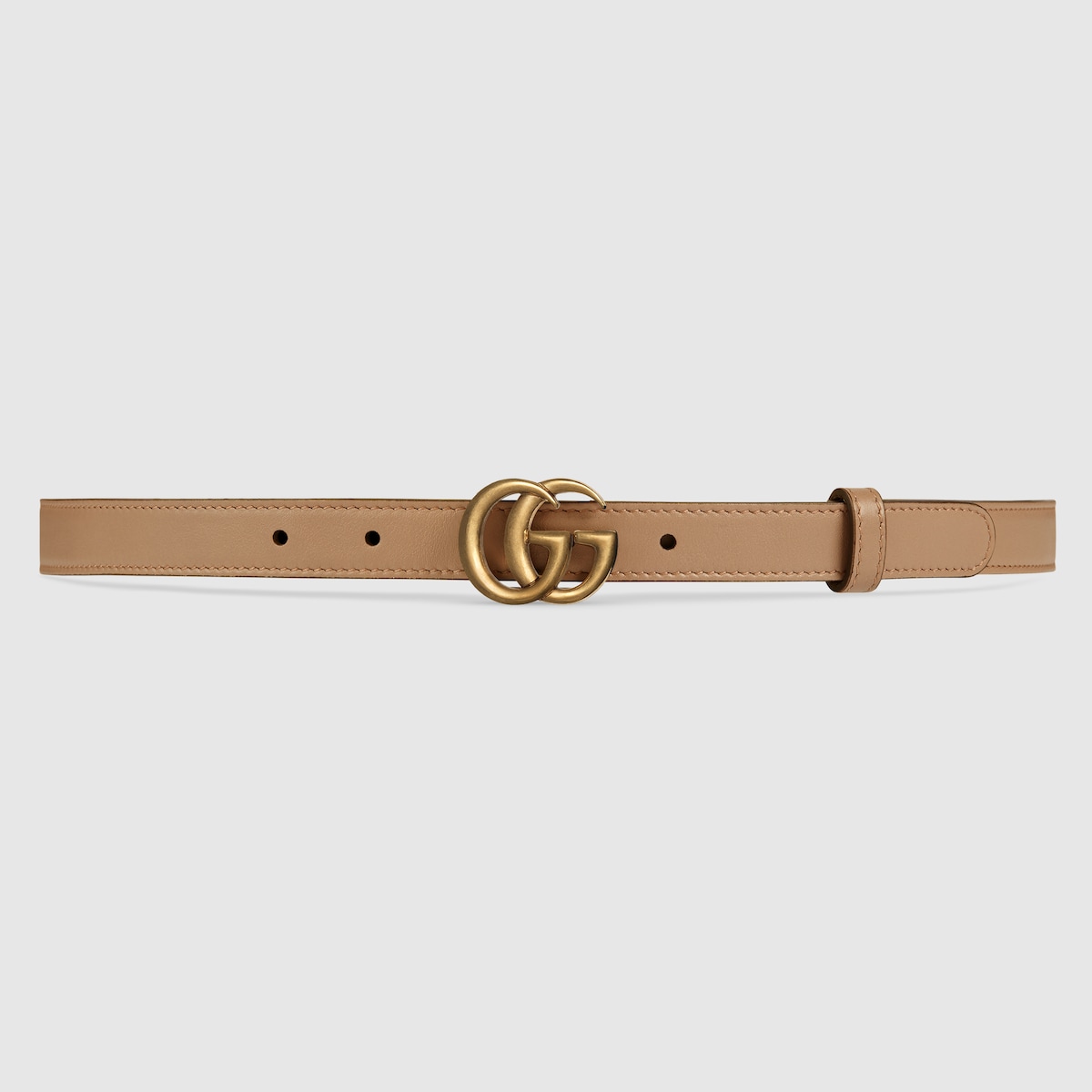 Thin belt with Double G buckle in tan leather GUCCI UK