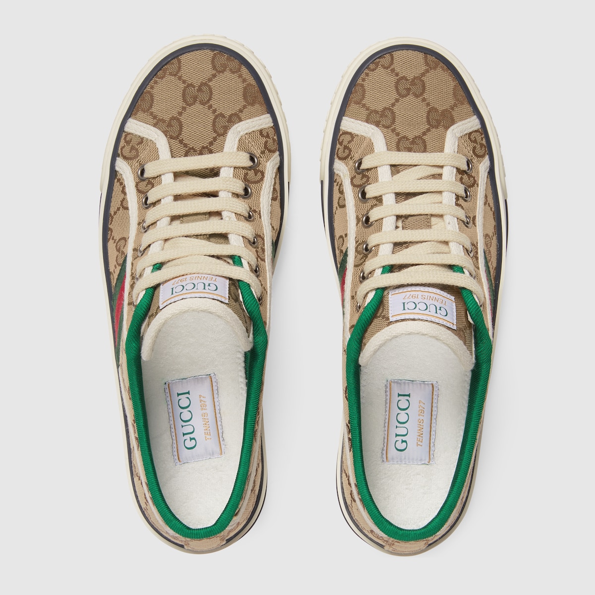 Women s Gucci Tennis 1977 sneaker in beige ebony original GG canvas GUCCI Canada