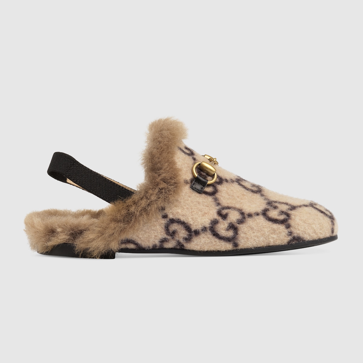 Children s Princetown Slipper In Beige Ebony GG Wool GUCCI UK