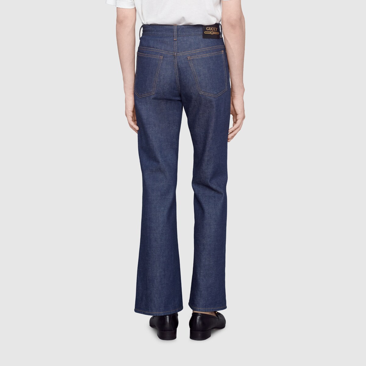 Blue Washed denim flare pant GUCCI® CA