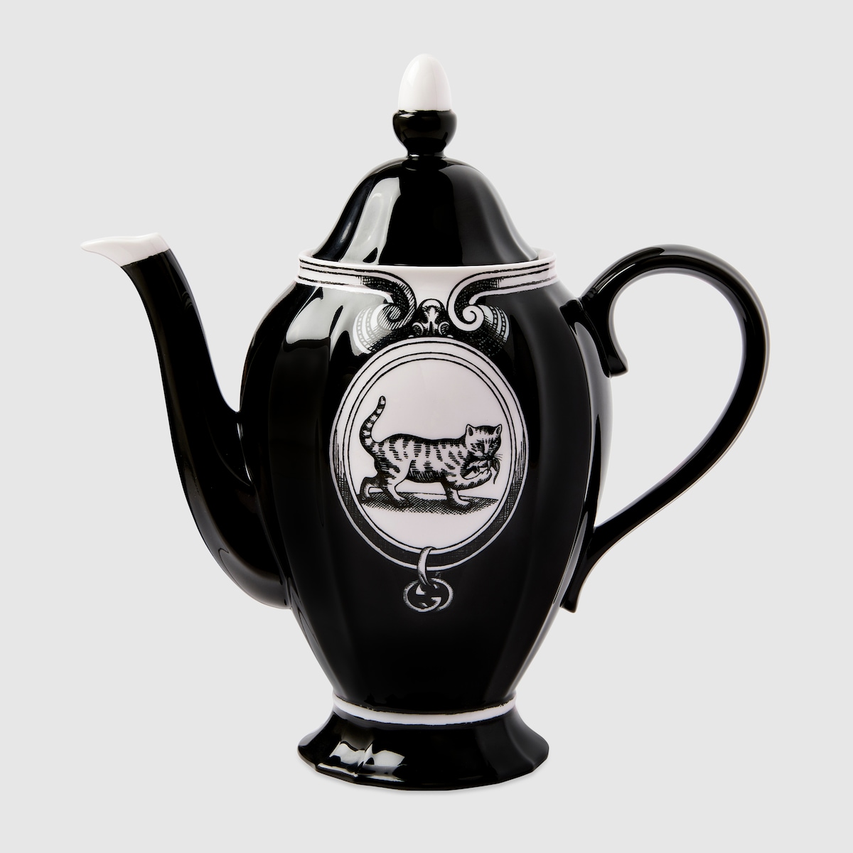Feline print coffee pot in black Richard Ginori porcelain GUCCI® US