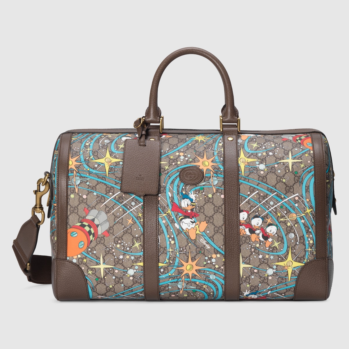 Disney x Gucci Donald Duck Duffle Bag In Beige & Ebony GG
