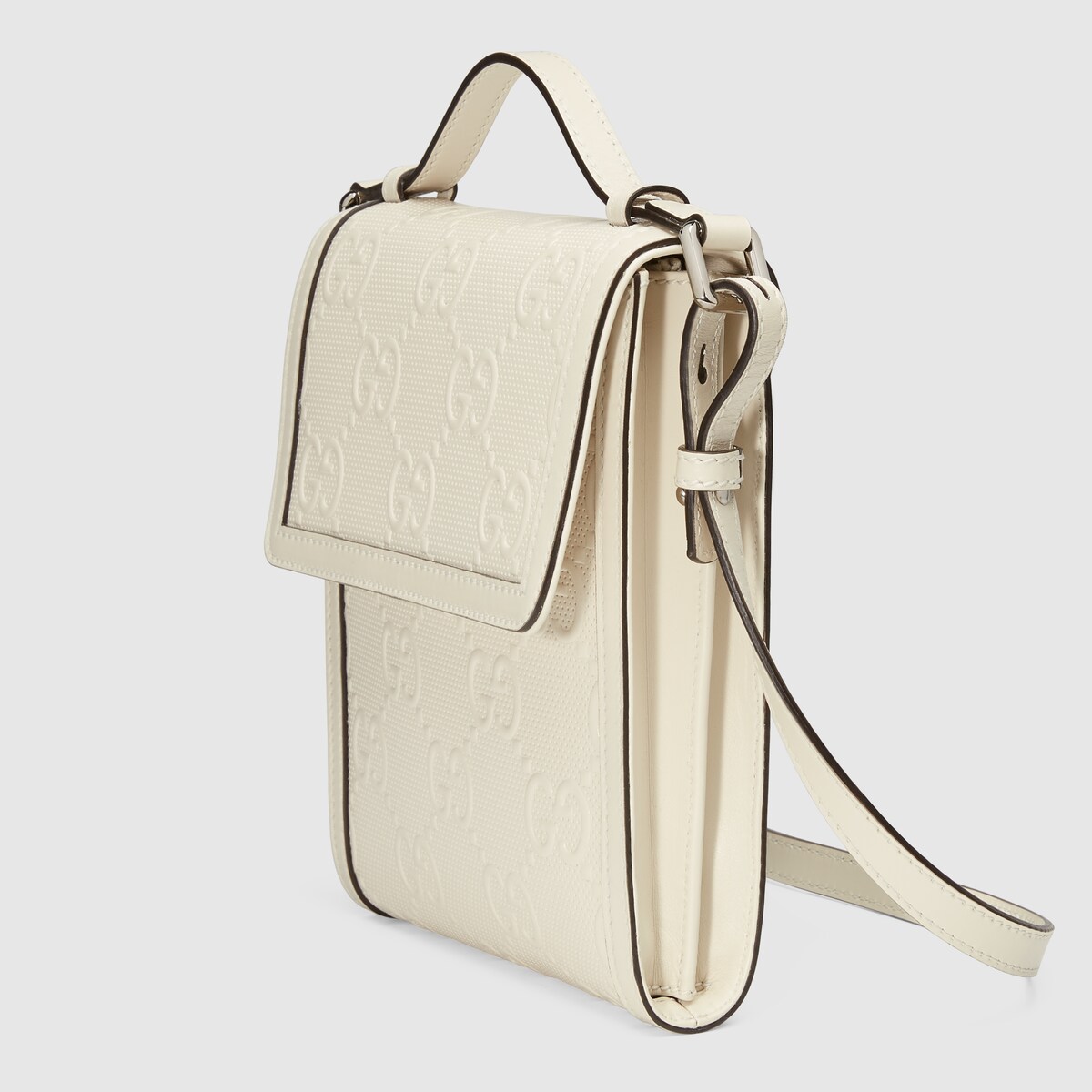 GG embossed messenger bag in white leather GUCCI® Australia