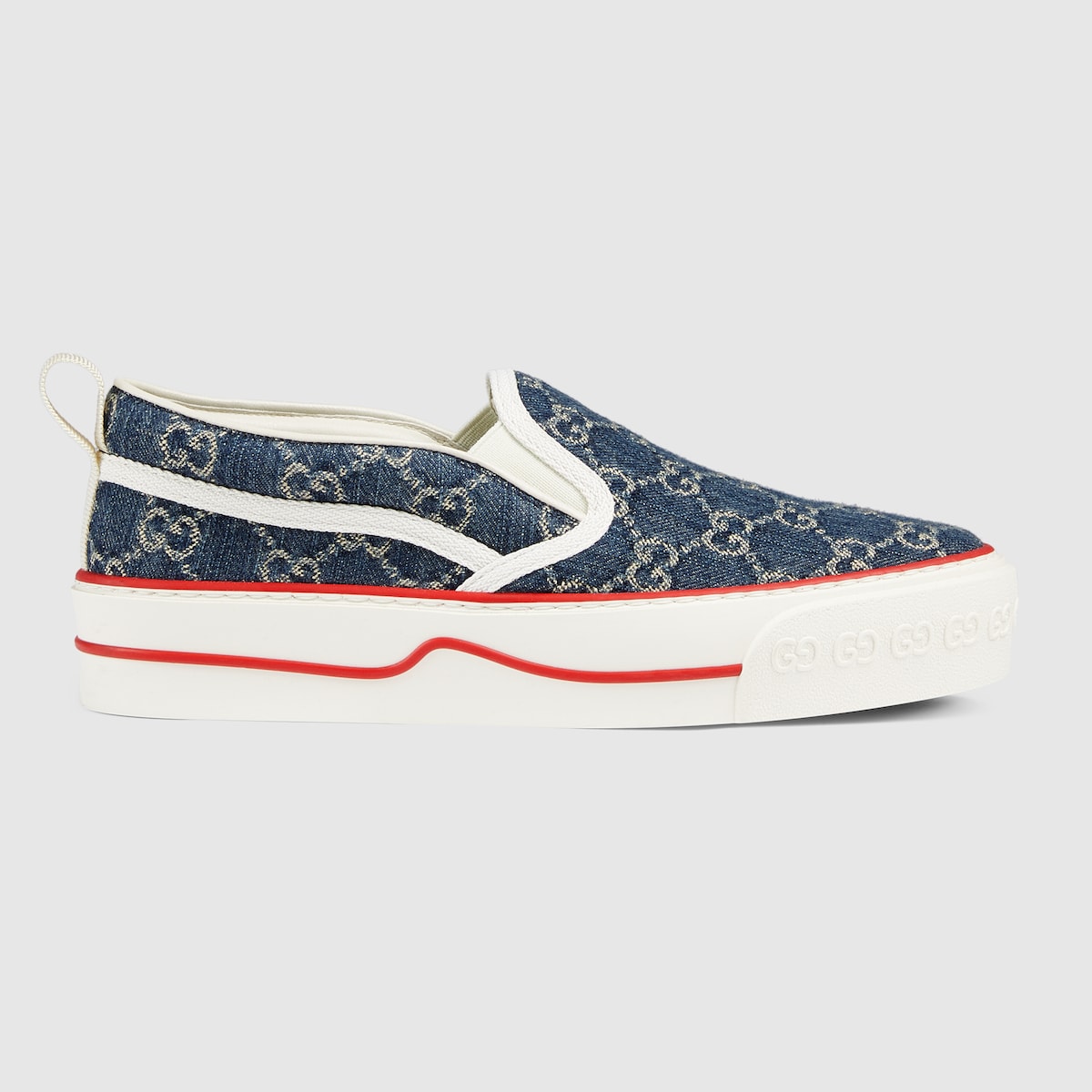 Women's Gucci Tennis 1977 slip-on trainer in blue and ivory