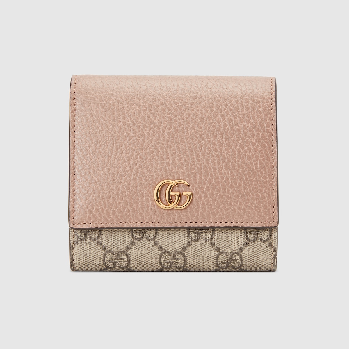 GG Marmont bi-colour medium wallet in dusty pink leather and