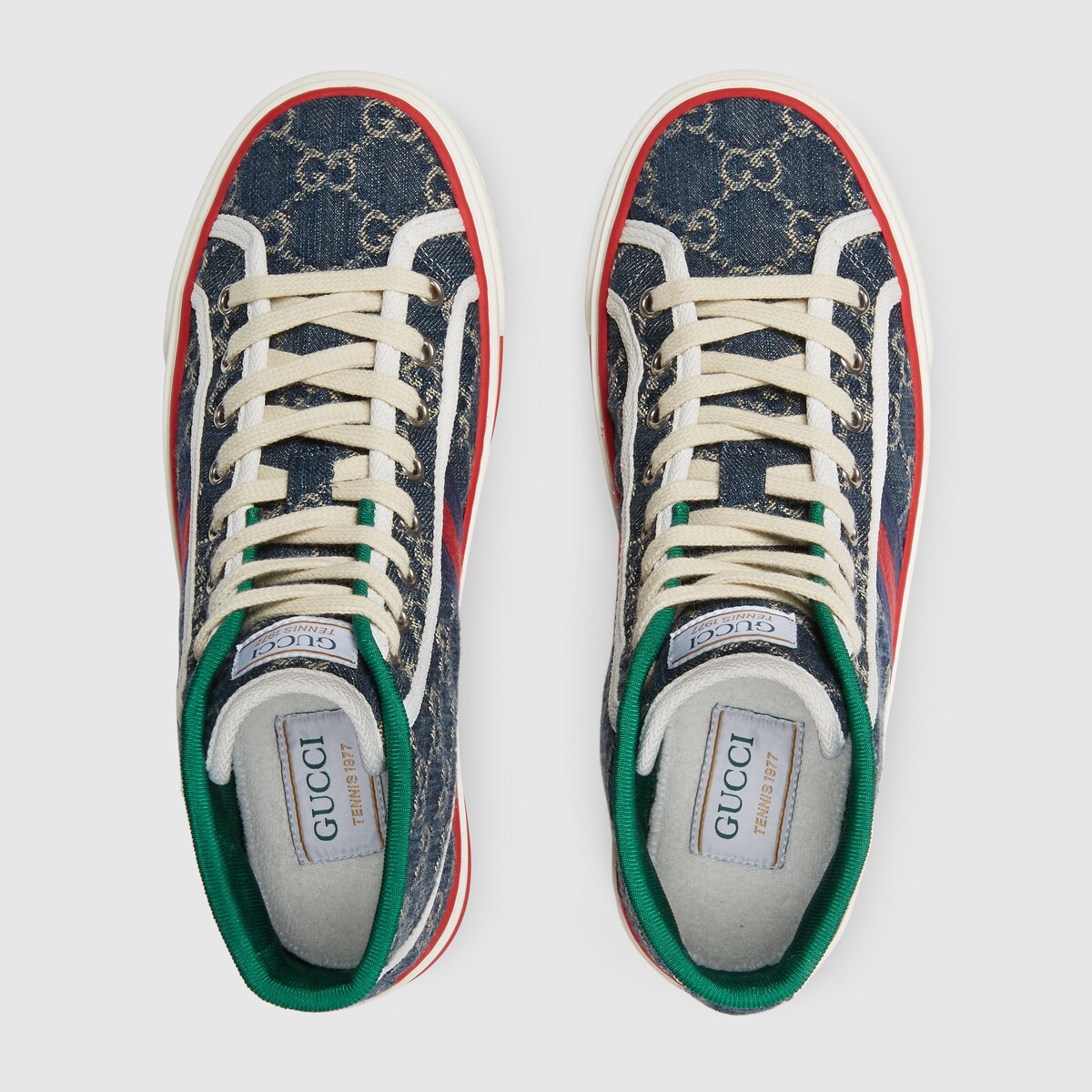 Women's Gucci Tennis 1977 sneaker in blue and ivory GG denim GUCCI® US