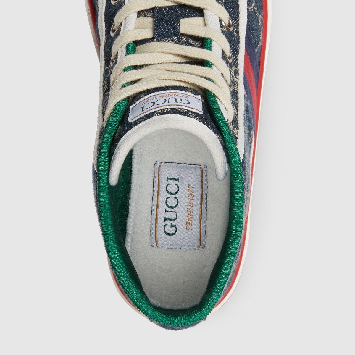 Women's Gucci Tennis 1977 sneaker in blue and ivory GG denim GUCCI® US