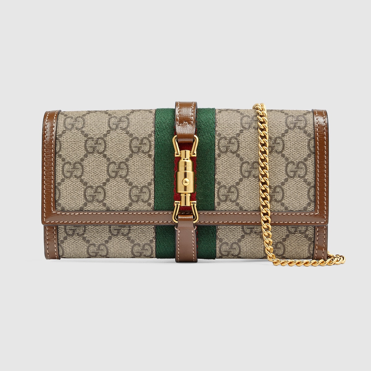 Portafoglio con catena Jackie 1961 in GG supreme beige e marrone GUCCI CH
