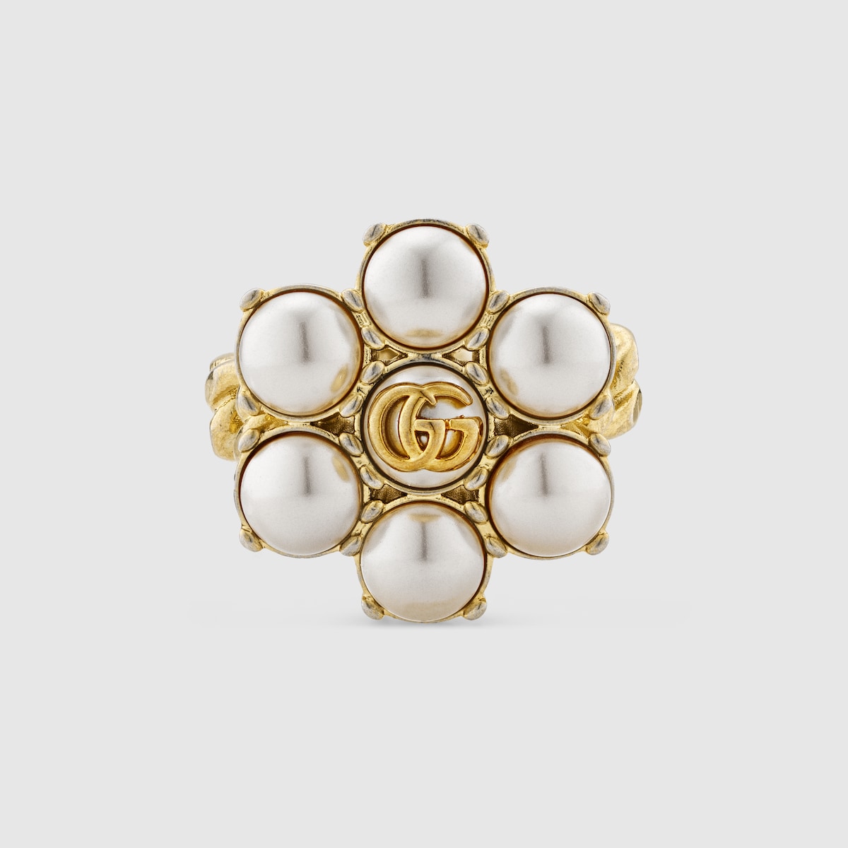 Pearl Double G ring in ivory | GUCCI® US