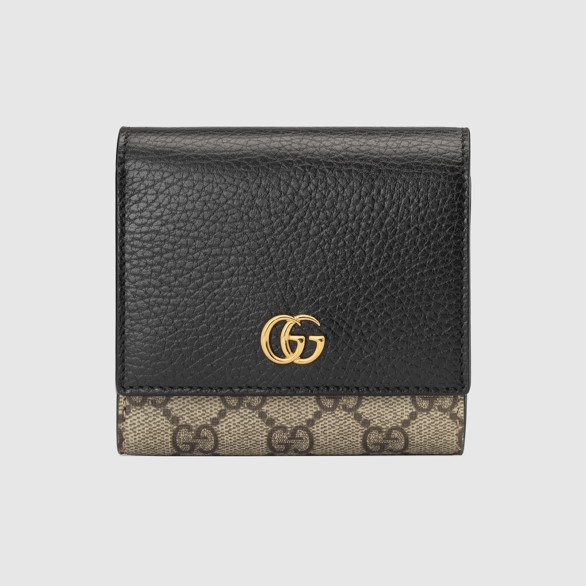 GG Marmont bi-colour medium wallet in black leather and GG