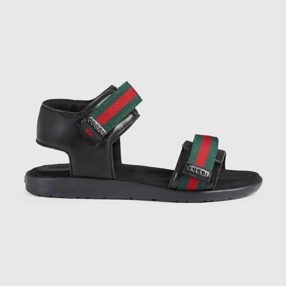 Children's leather sandal with Web in black leather | GUCCI® US