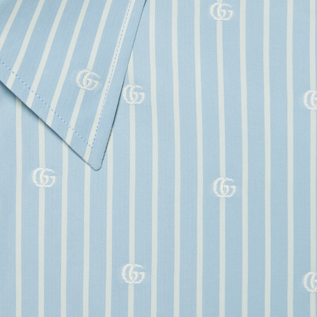 GG stripe fil coupé cotton shirt in light blue and white