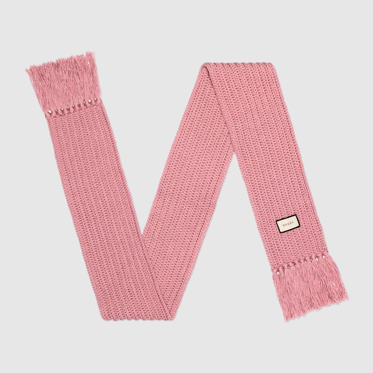 Pink Knit wool scarf with Gucci label GUCCI® US