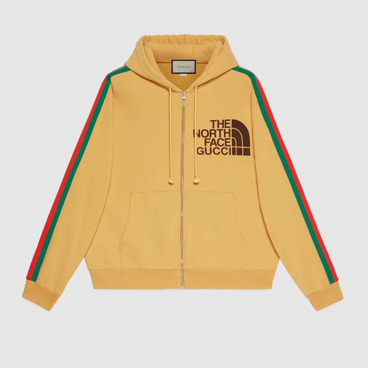 Yellow gucci hoodie with writing 2025