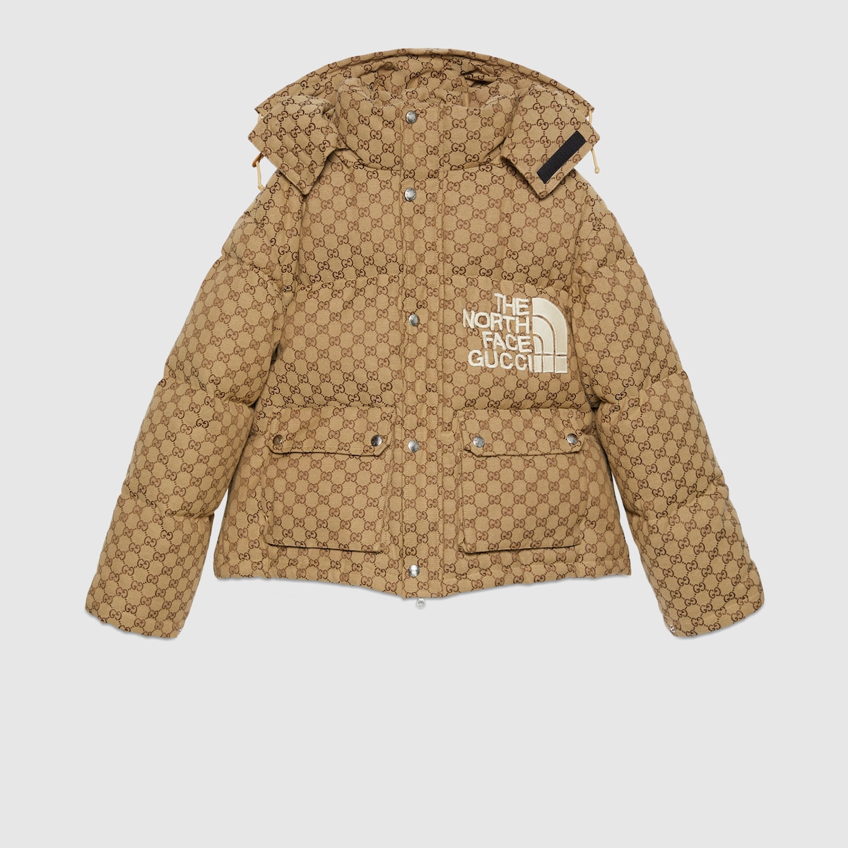 The North Face x Gucci GG canvas bomber jacket in brown/ebony | GUCCI® 香港