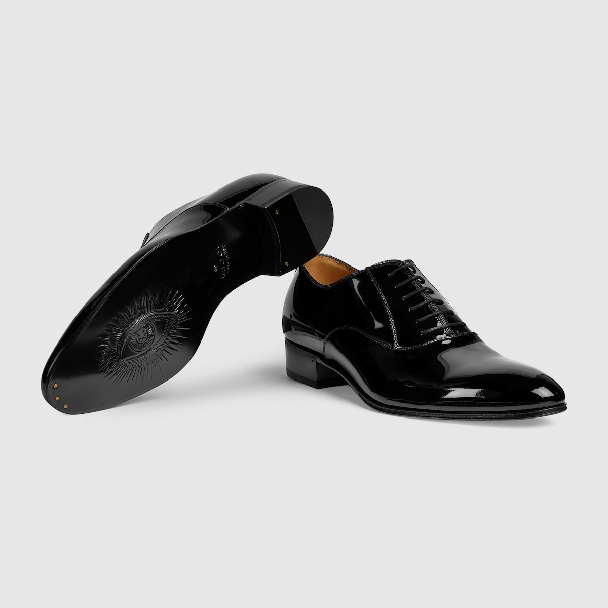 Men s lace up shoe with Double G in black patent leather GUCCI UK