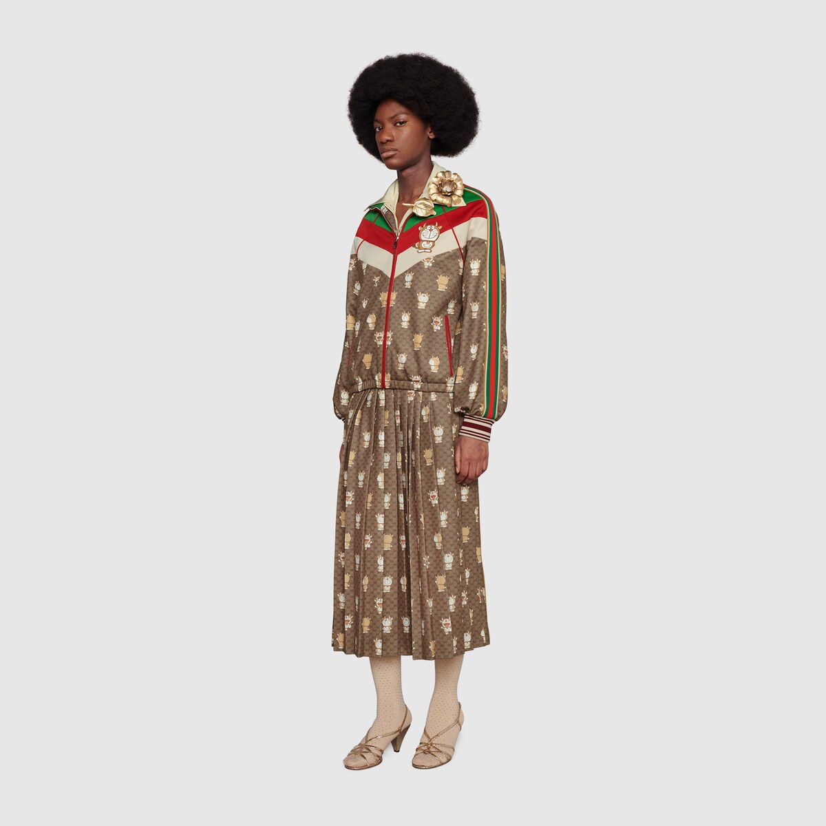 Doraemon x Gucci technical jersey jacket in beige/ebony | GUCCI® 香港