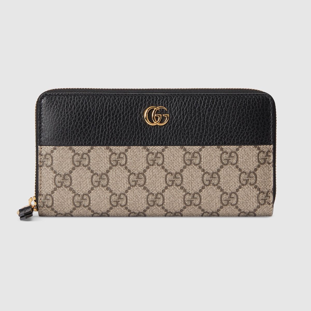 GUCCI GG Marmont Bi color Zip Around Wallet Beige GG Canvas