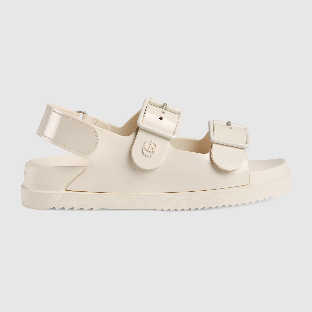 Women's sandal with mini Double G in offwhite rubber GUCCI® Australia