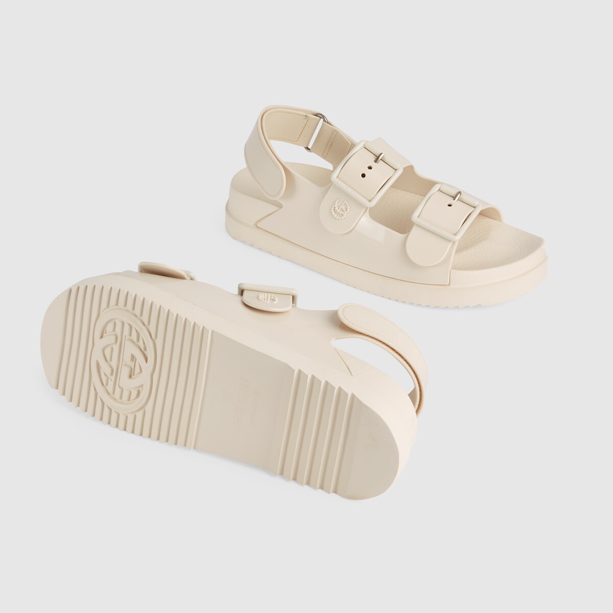 Women's sandal with mini Double G in offwhite rubber GUCCI® Australia