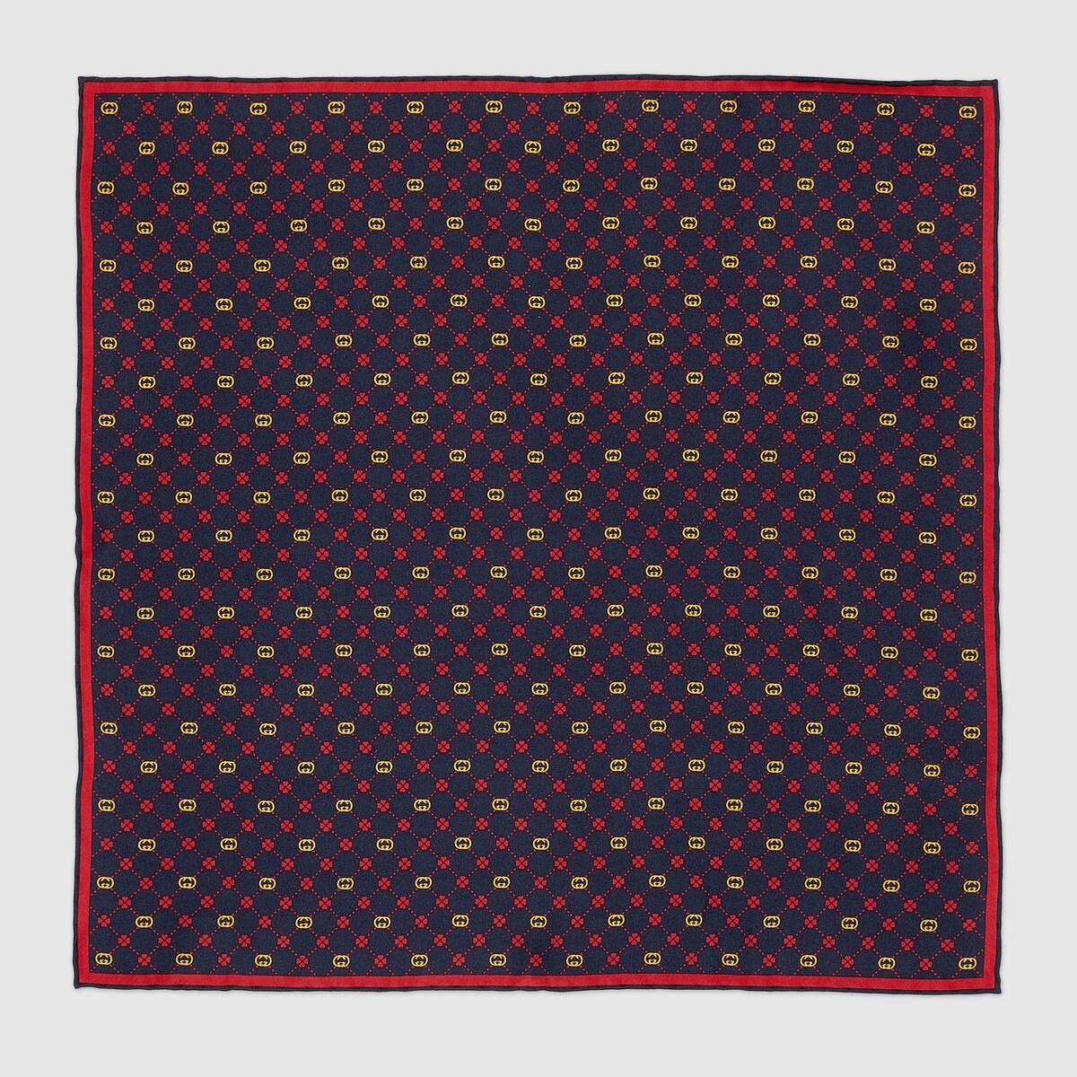Interlocking G silk pocket square in blue and red GUCCI® Australia