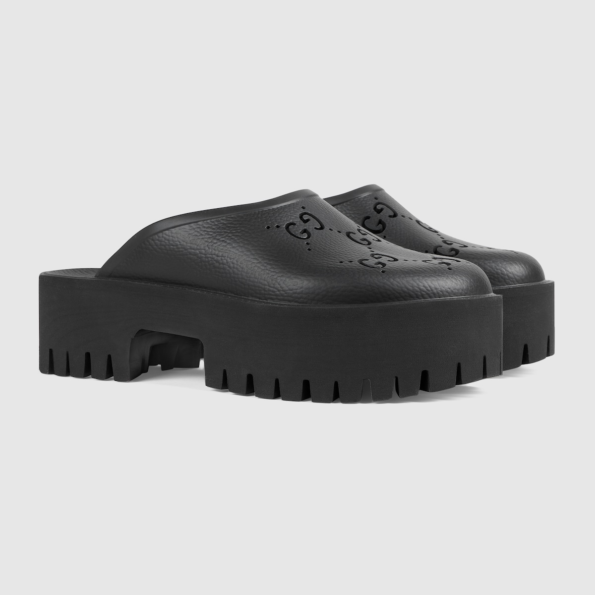 Gucci black glossy rubber sandals online