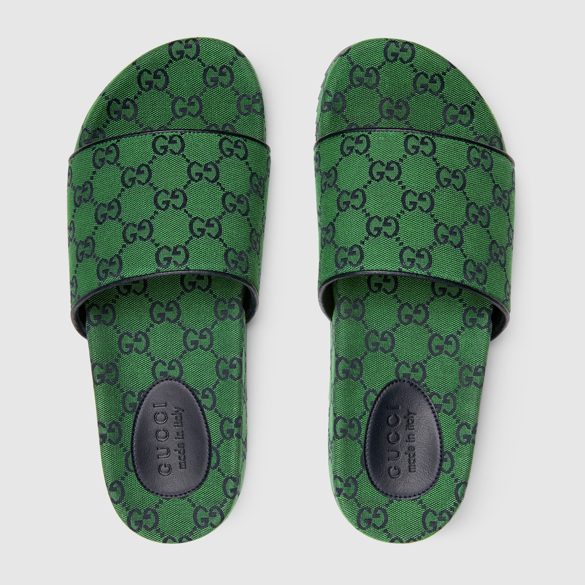 GG Multicolor slide sandal in green and blue canvas GUCCI® US