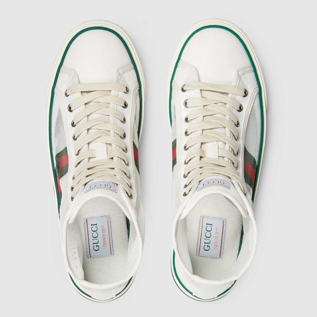 Zapatilla alta Gucci Tennis 1977 para hombre en red blanca GUCCI® ES