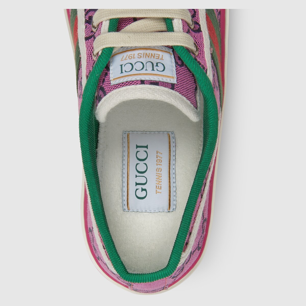 Women's Gucci Tennis 1977 GG Multicolour sneaker in pink and blue