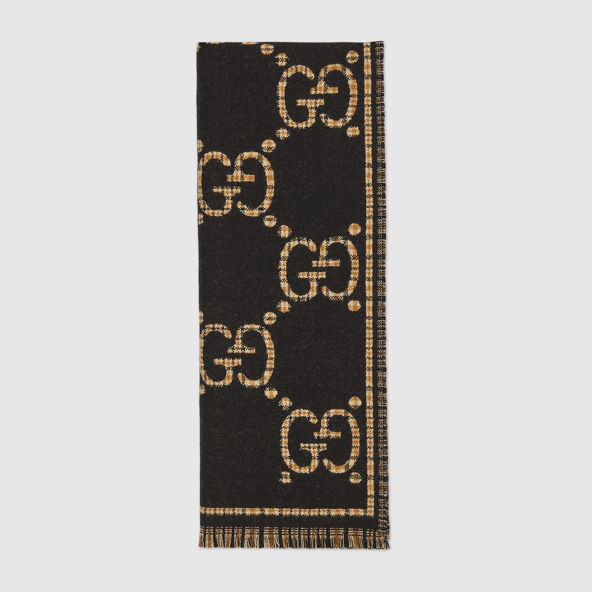 【関税&送料込】Gucci Sciarpa In Lana Gg Jacquard GG jacquard silk wool shawl in camel | GUCCI® US