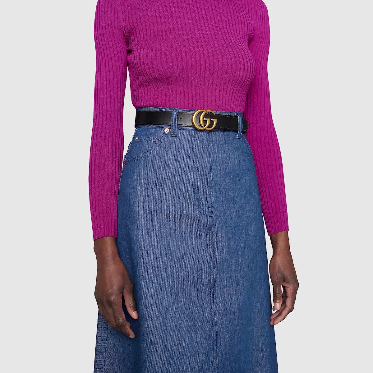GG Marmont reversible belt in black leather | GUCCI® US