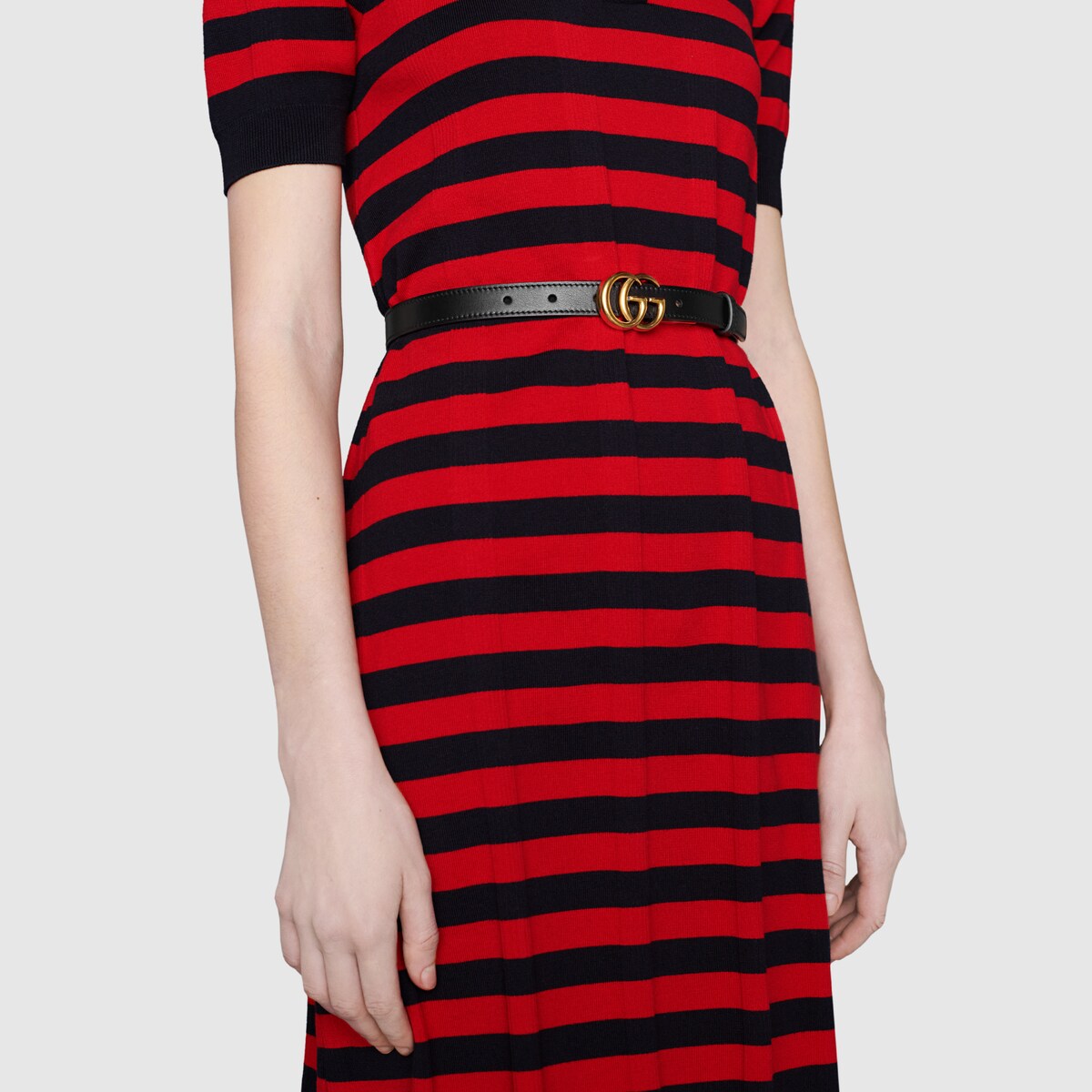 GG Marmont reversible thin belt in white leather - thumbnail 9
